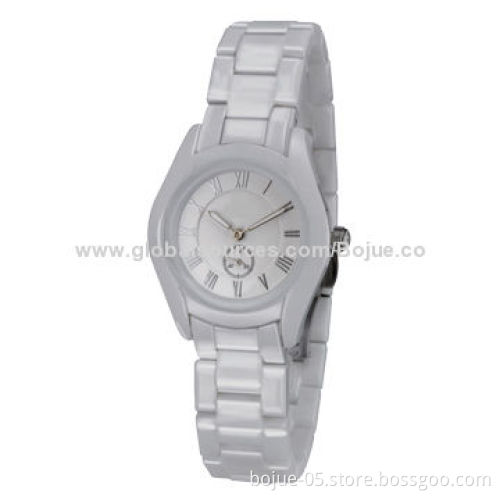 Factory Wholesale Luxury Couple Ceramic Watch from China Supplier, White Color & 3ATM Waterproof